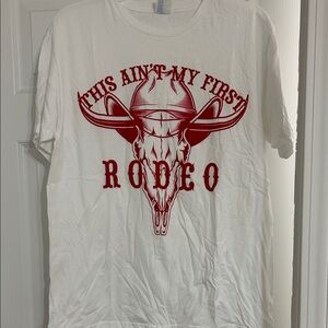 White Graphic T-Shirt with Red Print